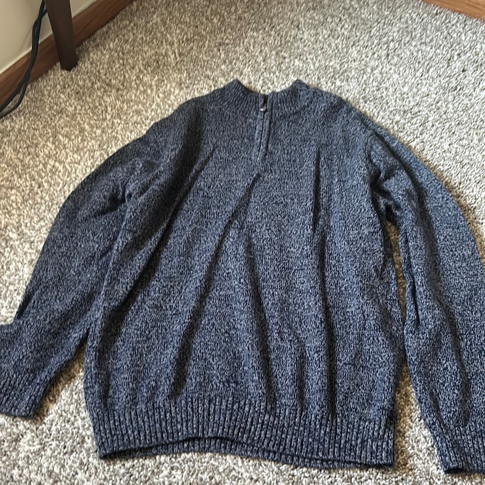 Dark blue crew neck sweater with zipper
